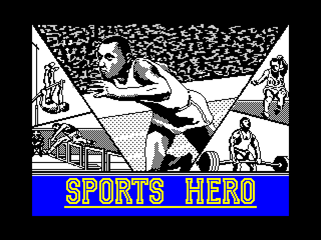 Sports Hero title screen for ZX Spectrum